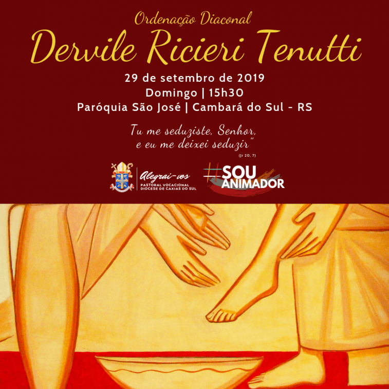 Seminarista Dervile Tenutti será ordenado diácono no próximo domingo