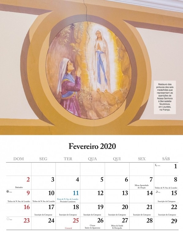 Paróquia de Lourdes, de Caxias, apresenta calendário 2020 para arrecadar fundos para reforma e restauro da igreja matriz