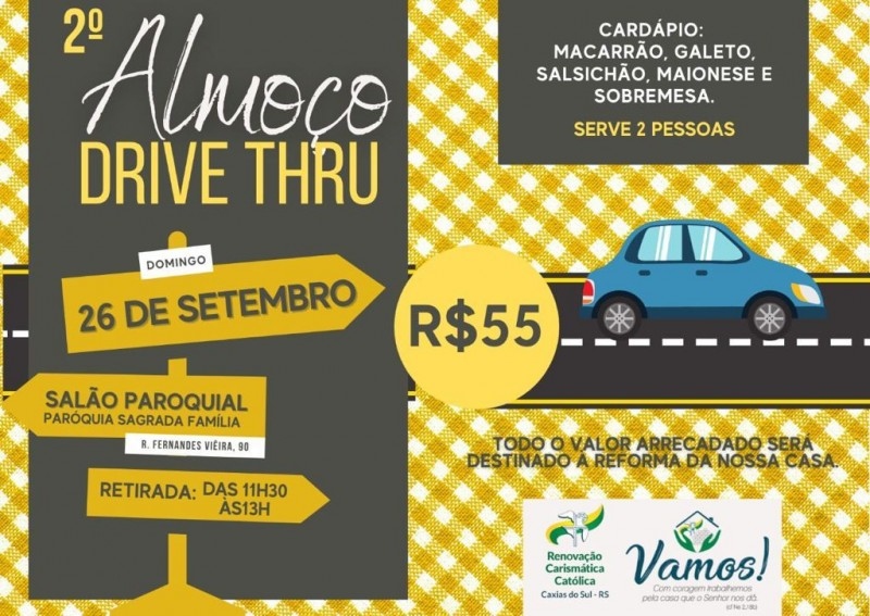 RCC da Diocese de Caxias do Sul promove almoço drive thru para a nova sede do movimento